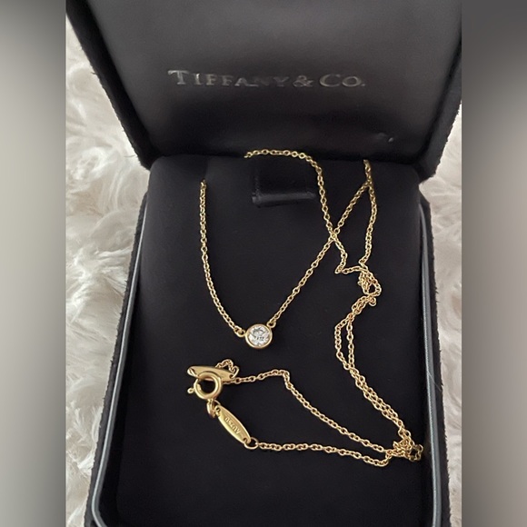 TIFFANY & CO PERETTI 18K Yellow Gold Diamonds By The Yard Necklace - 0.22 Carat - Picture 3 of 8